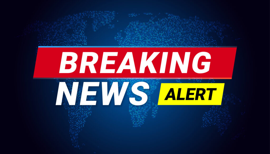 Breaking News television TV screen world map LED lights background vector design
