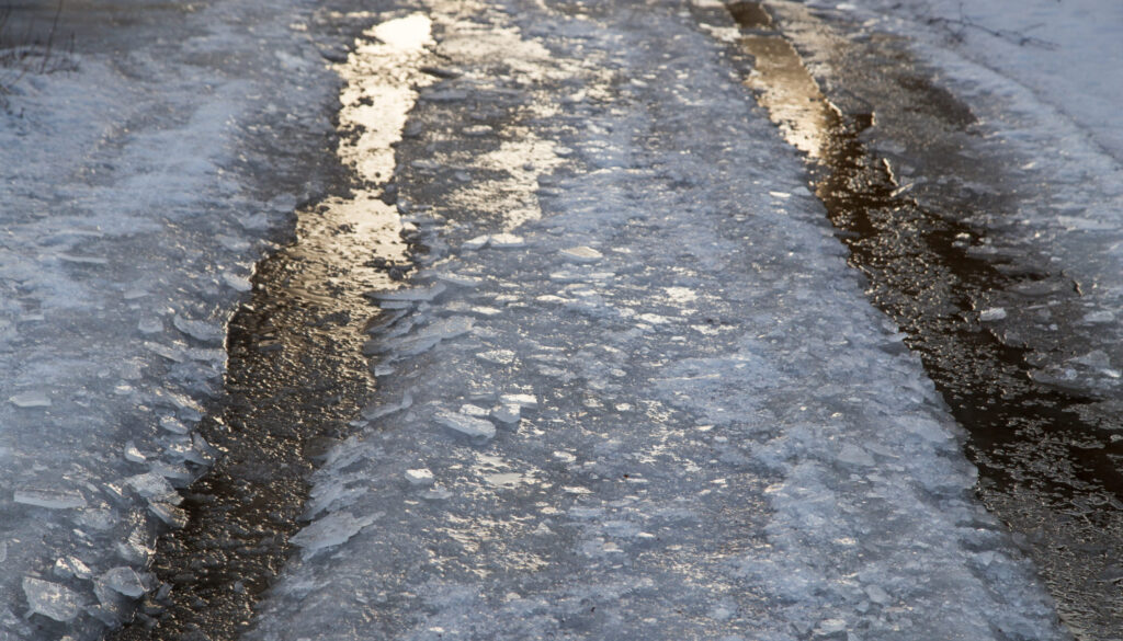 road in the ice in winter