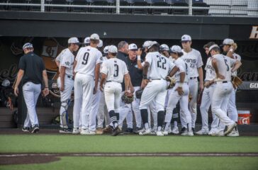 Post 45 around coach near dugout state semis