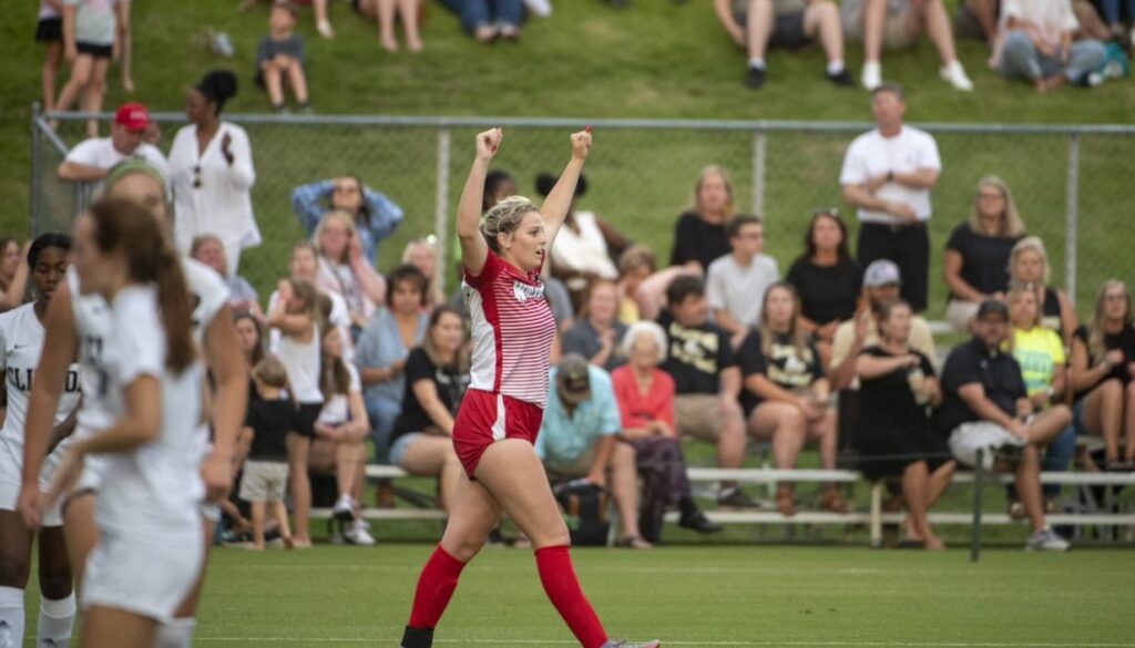 Wheatmore girls soccer Summer Bowman reacts June 2022