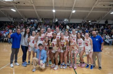 Randleman girls after PAC Tourney final Feb2023