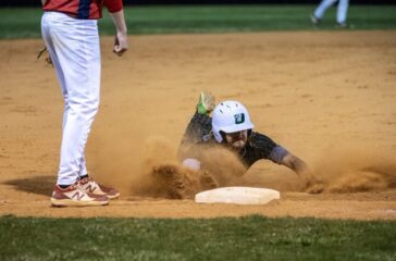 UCA baseball Caleb Stickle slides 2023