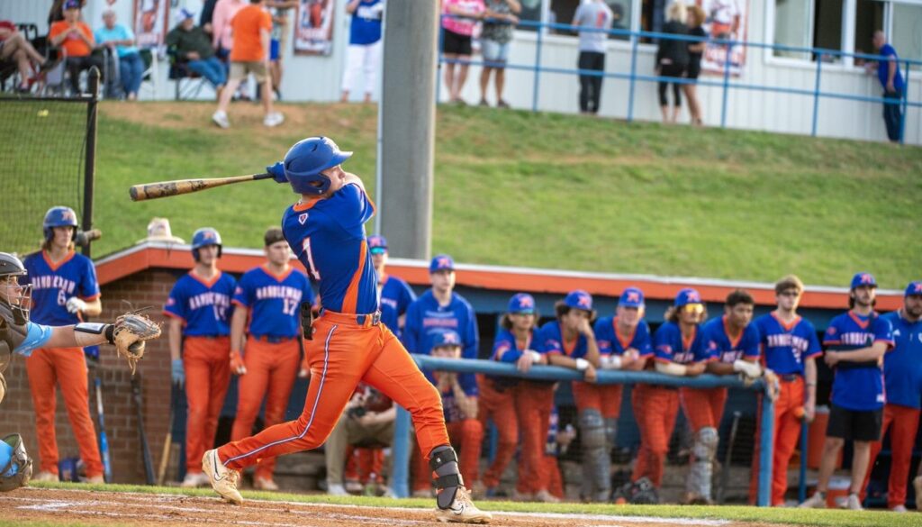 Randleman baseball Hunter Atkins v Trinity May2023